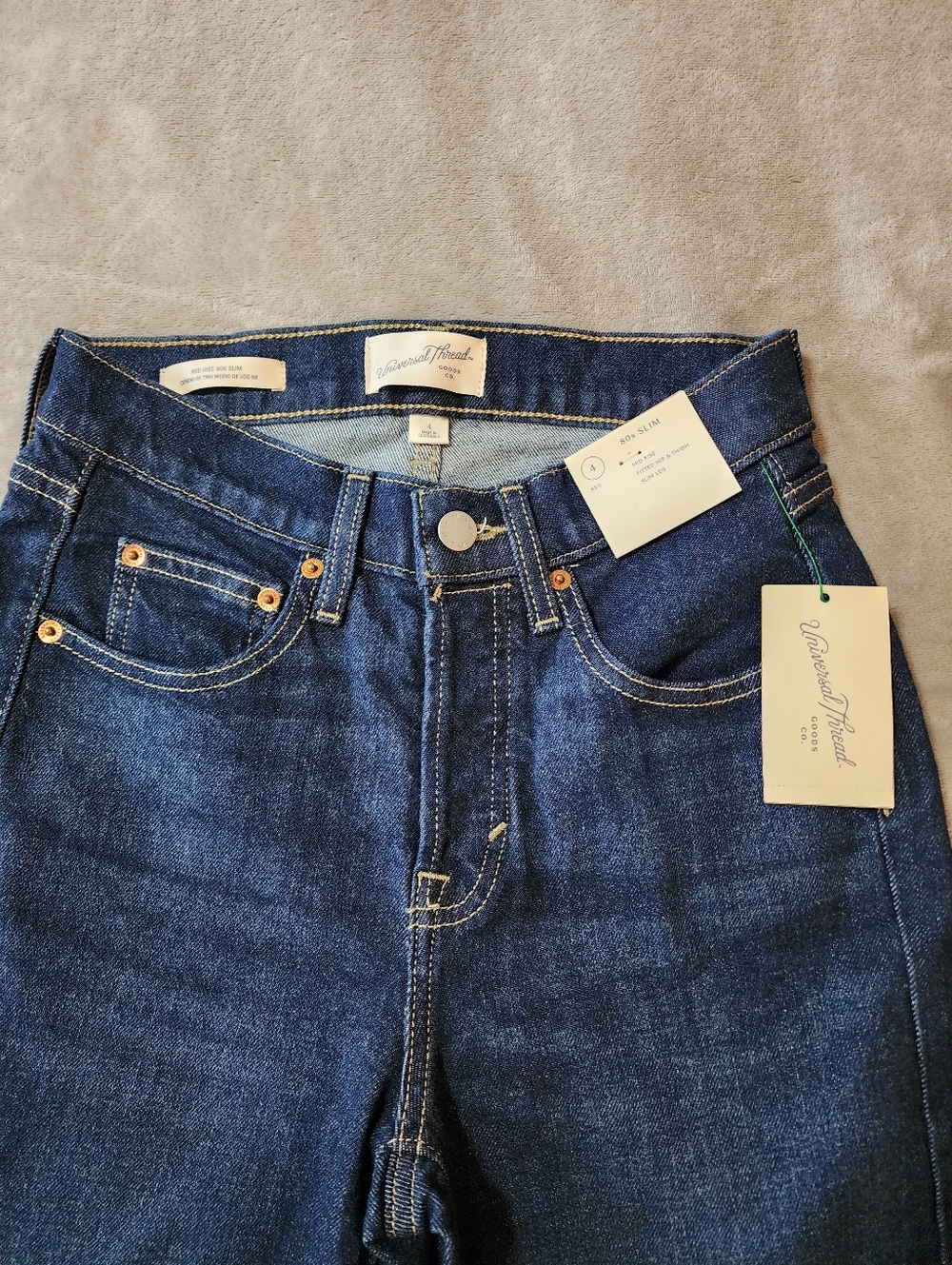 80s Slim Straight Jeans Dark Wash Mid‎ Rise | Universal Thread Size 4 - Picture 2 of 8